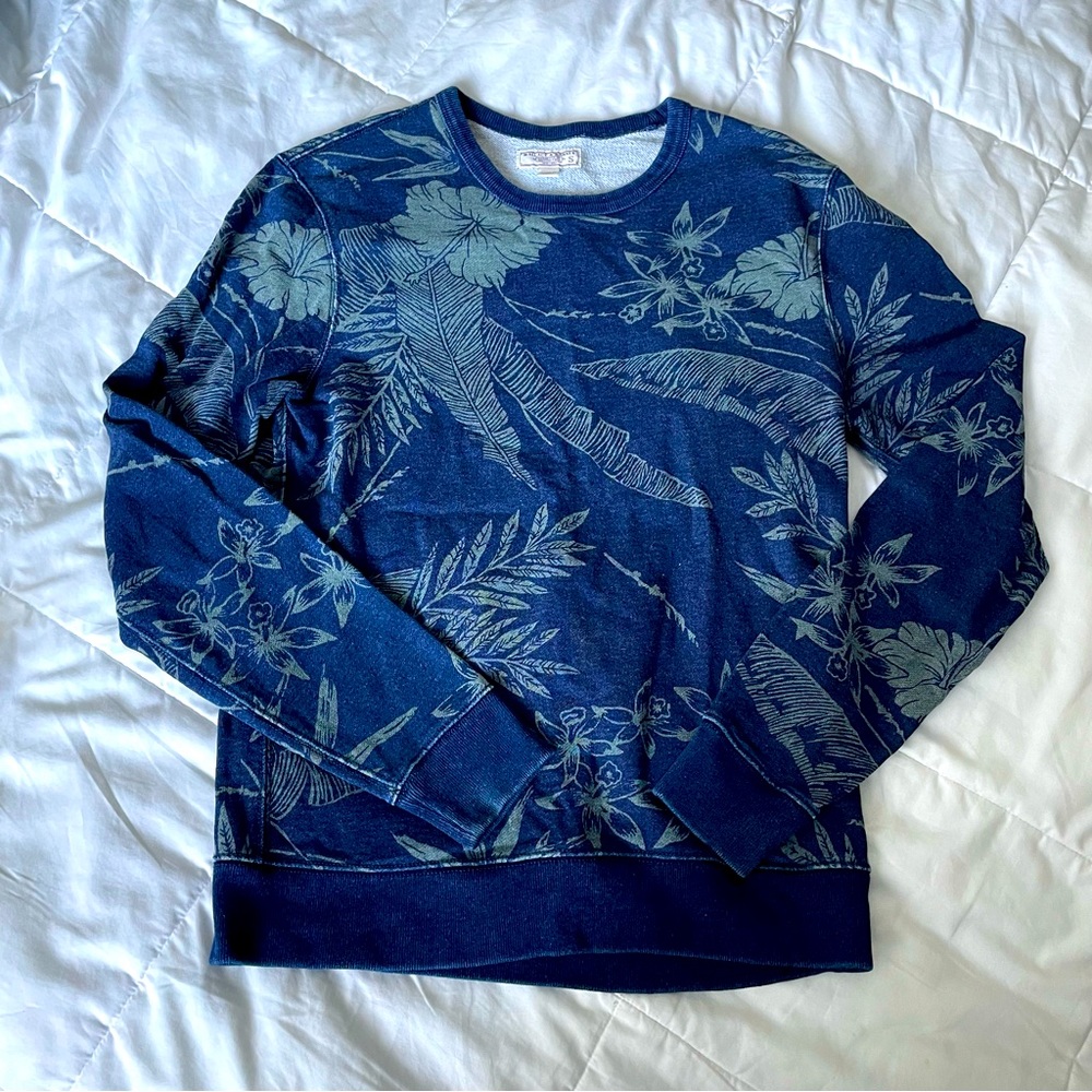 J. CREW x WALLACE & BARNES Garment Dyed Tropical Print Sweatshirt EUC